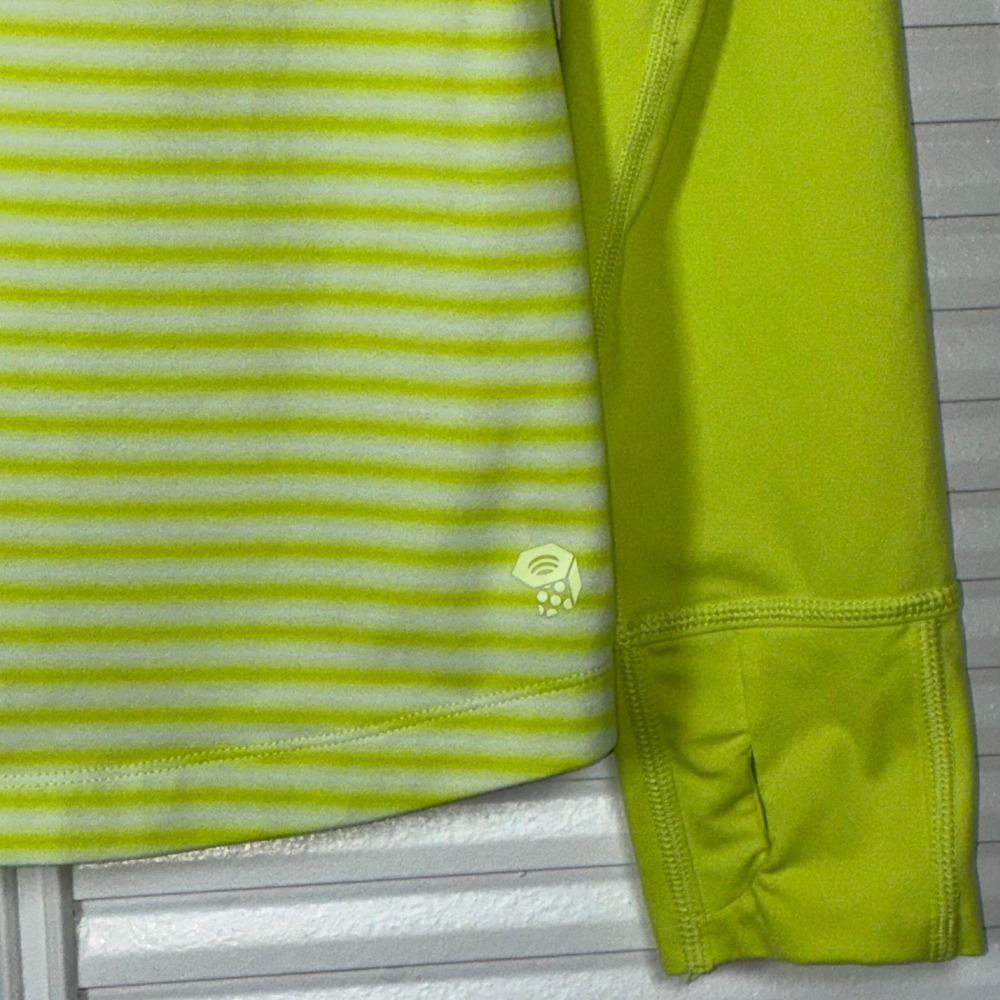 Mountain Hardwear Womens Neon Striped‎ 1/4 Zip Hooded Pullover Size L/G FLAW - Picture 2 of 7